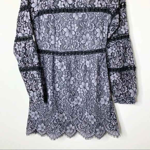 For Love and Lemons Theodora Bell Sleeve Mini Dress Lace Vintage Gray Size Small - Picture 5 of 16